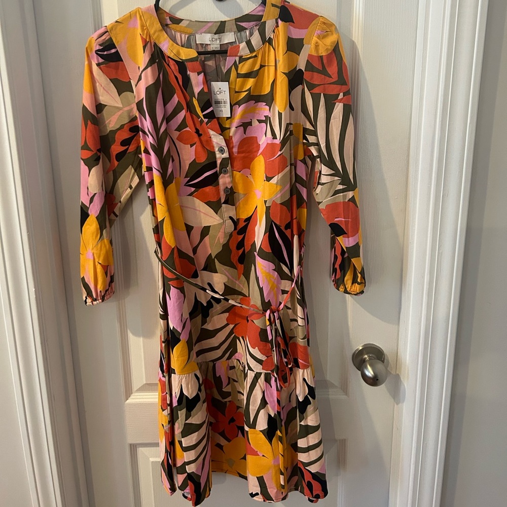 New Loft multi color dress. Size XS. With tags